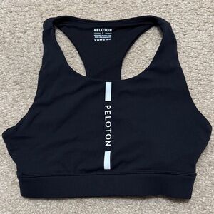 Peloton Black Sports Bra with White Logo